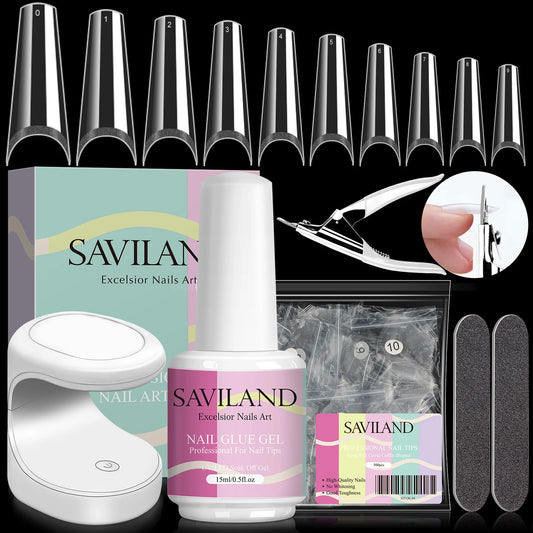 Gel Nail Kit with Cover Nails Tips & UV LED Nail Lamp