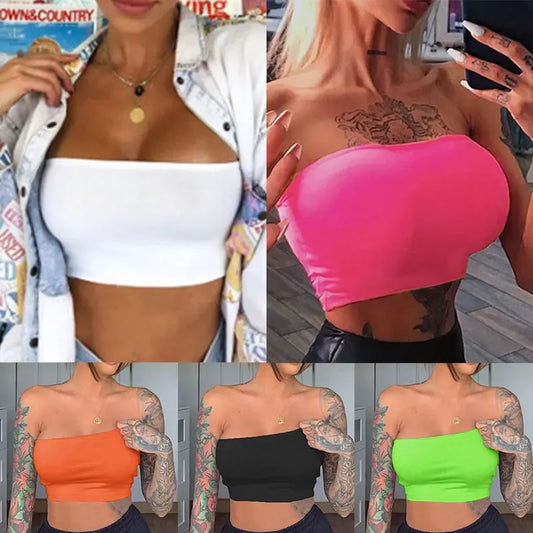 Summer Solid Sleeveless Slim Skinny Corset For Women Casual Strapless Western Style Tanks Camis Sexy Tube Tops Female Lingerie
