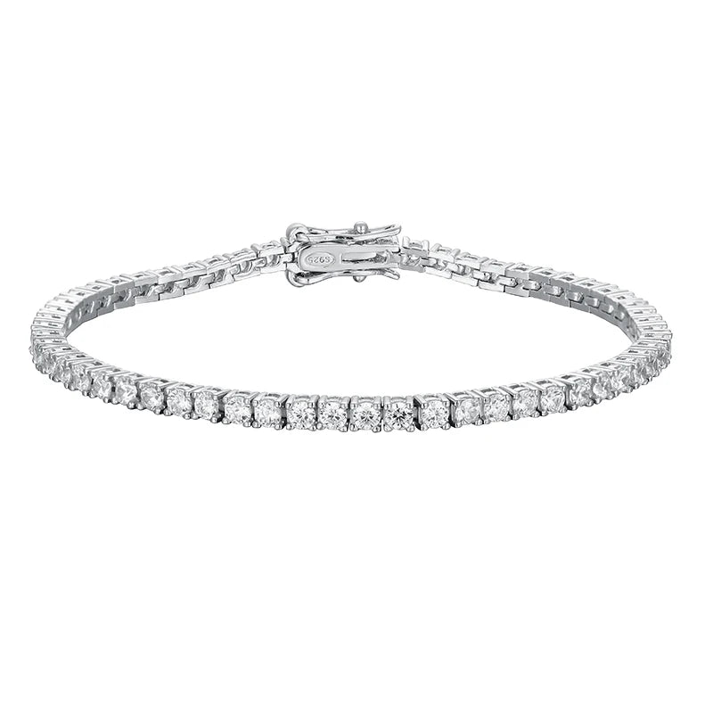 KNOBSPIN 2mm Moissanite Tennis Bracelet 925 Sterling Silver
