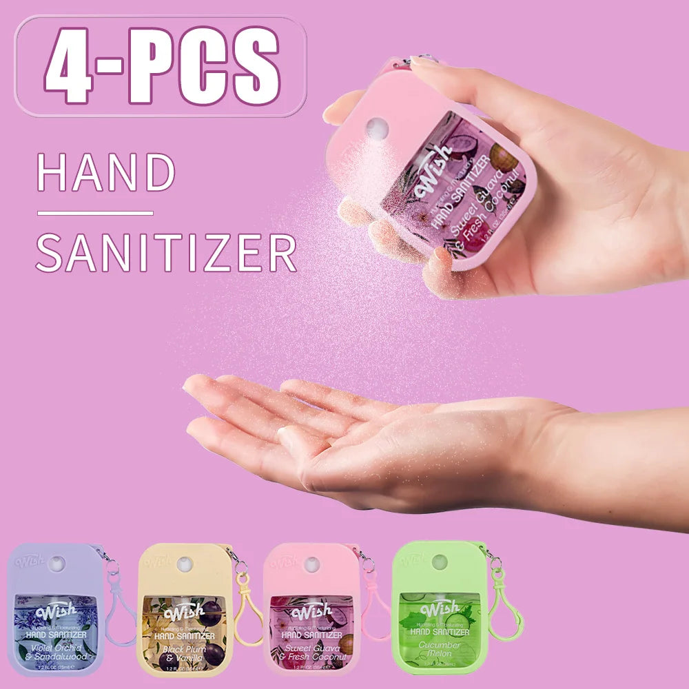 4 Power Spray Moisturizing Hand Sanitizer Spray, Containing Coconut, Watermelon, Sugar, Cucumber, Cherry Blossom And Other Flavo