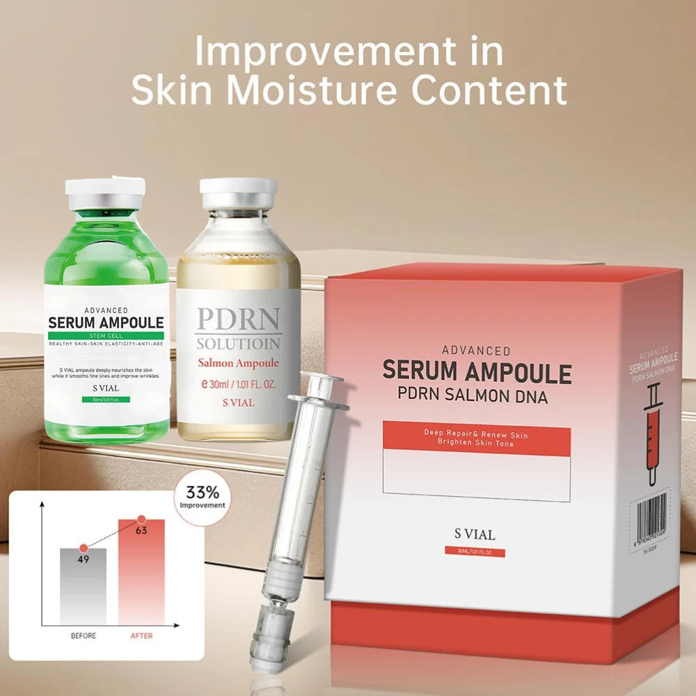 Korean S VIAL Skincare - PDRN Salmon DNA Advanced Serum, Natural Stem Cell Complex, Deep Skin Repair & Renewal, Brightening