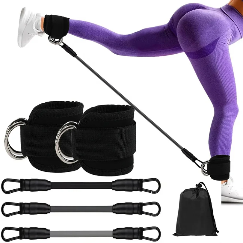Ankle Straps Resistance Bands Set Fitness Workout Yoga Exercise Equipment Glutes Legs Strength Training for Gym Man Woman