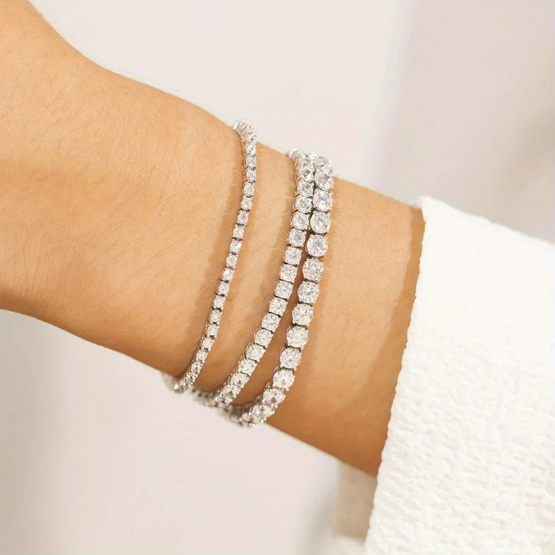 new S925 Sterling Silvery Tennis Bracelet 2/ 3/ 4/ 5mm Moissanite Fine Jewelry Hypoallergenic 6.69-8.66inch Length