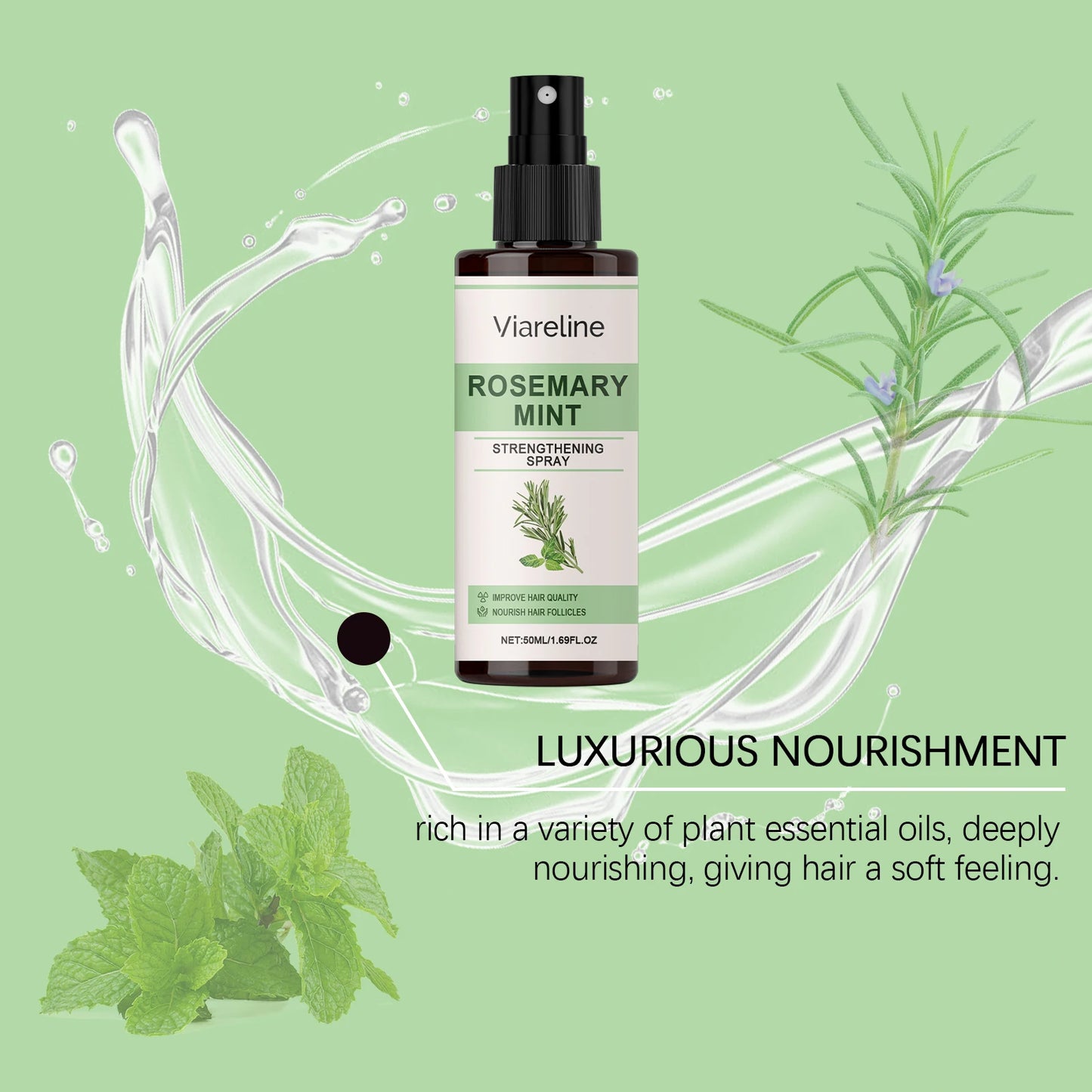 Rosemary Mint Spray Promotes Hair Growth And Strengthens Hair With Nourishing Care Reduce Split Ends Wash Free Hair Care Spray