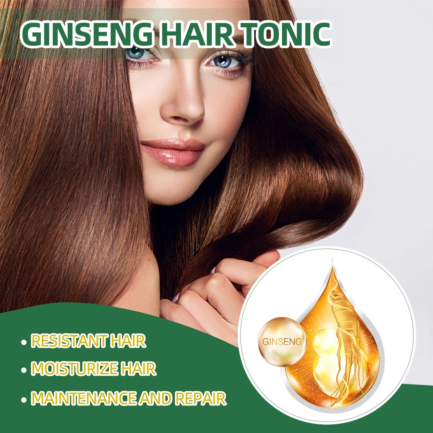 100ml Ginseng Hair Serum For Men Women Nourishes Scalp Strengthen Root Repair Damaged Hair Herbal Hair Care Spray