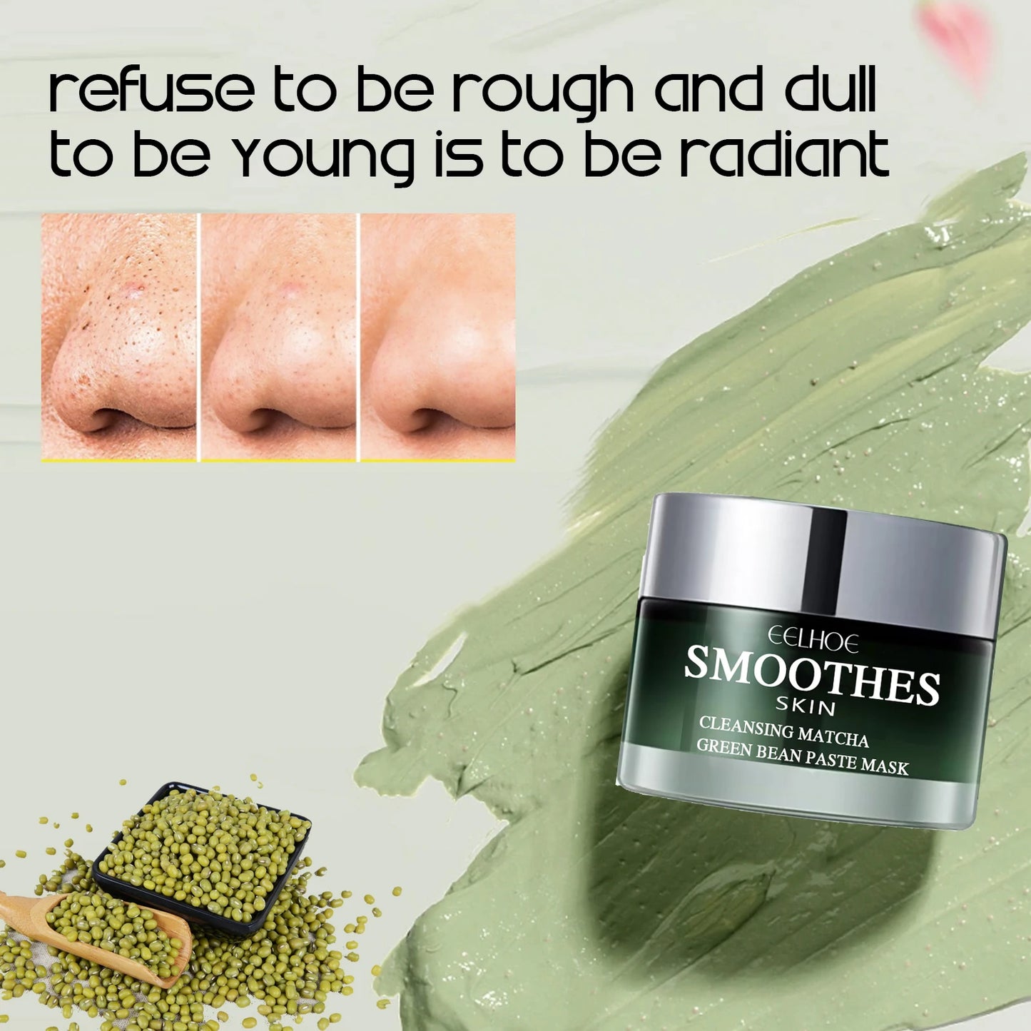 Green Tea Solid Cleansing Mask To Remove Blackheads and Acne, Apply Mud Mask, Natural Hydrating and Moisturizing Mask