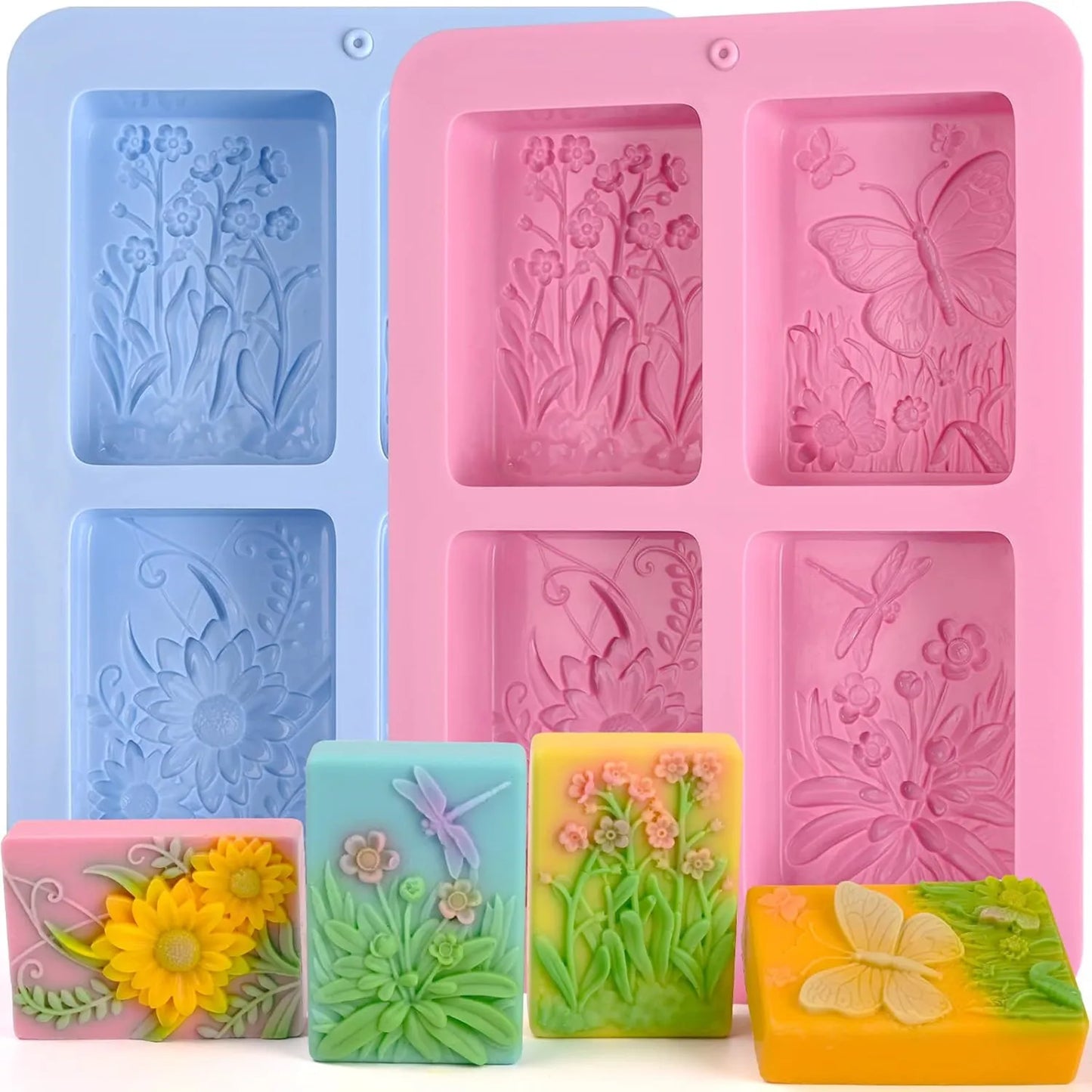 3D Insect Flower Silicone Soap Mold for Multi-Use Crafts Bath Bombs Chocolate Candles Polymer Clay diy with Easy Release Texture