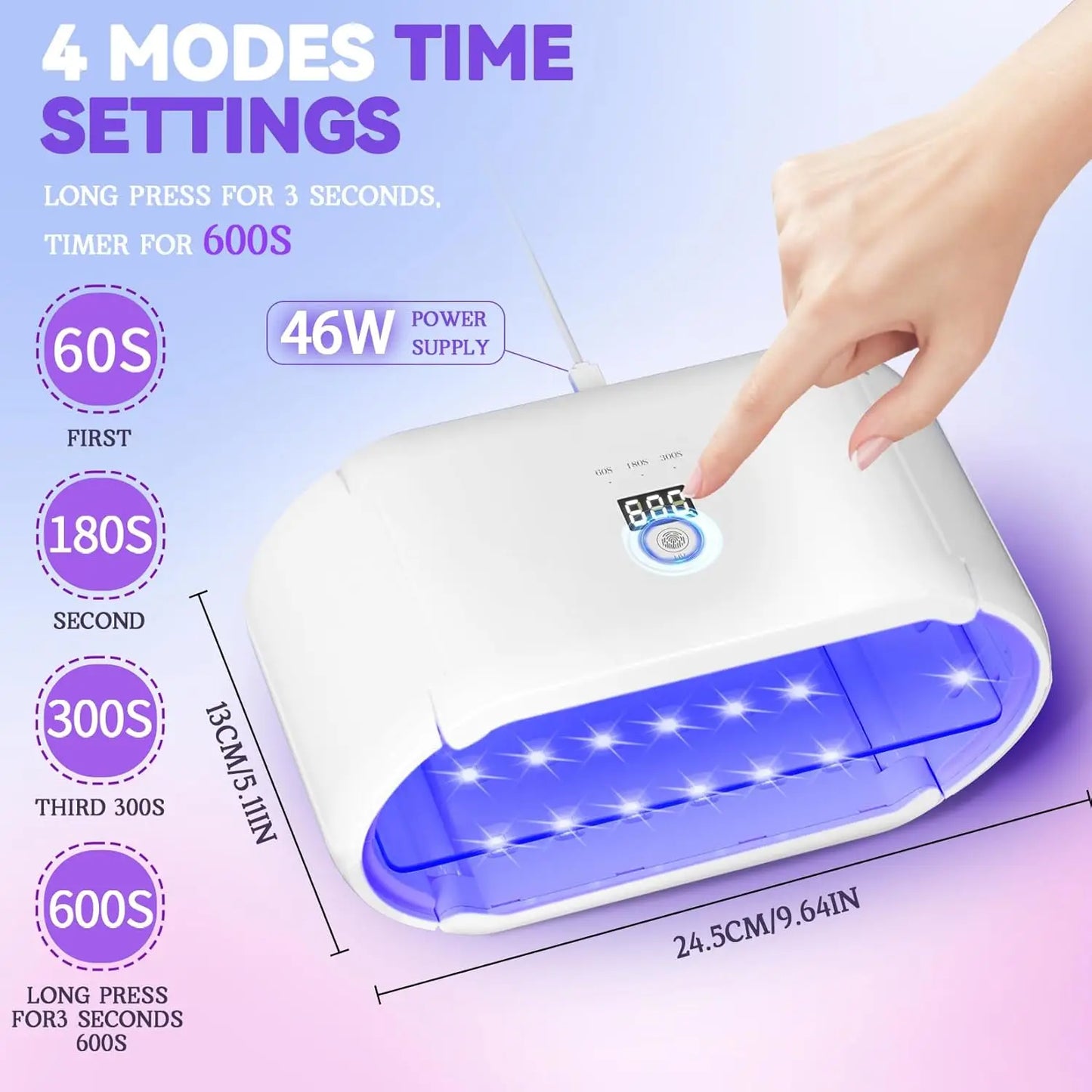 Nail Lamp 48 UV LED Double-Sided Foldable Portable UV Light for Gel Nails