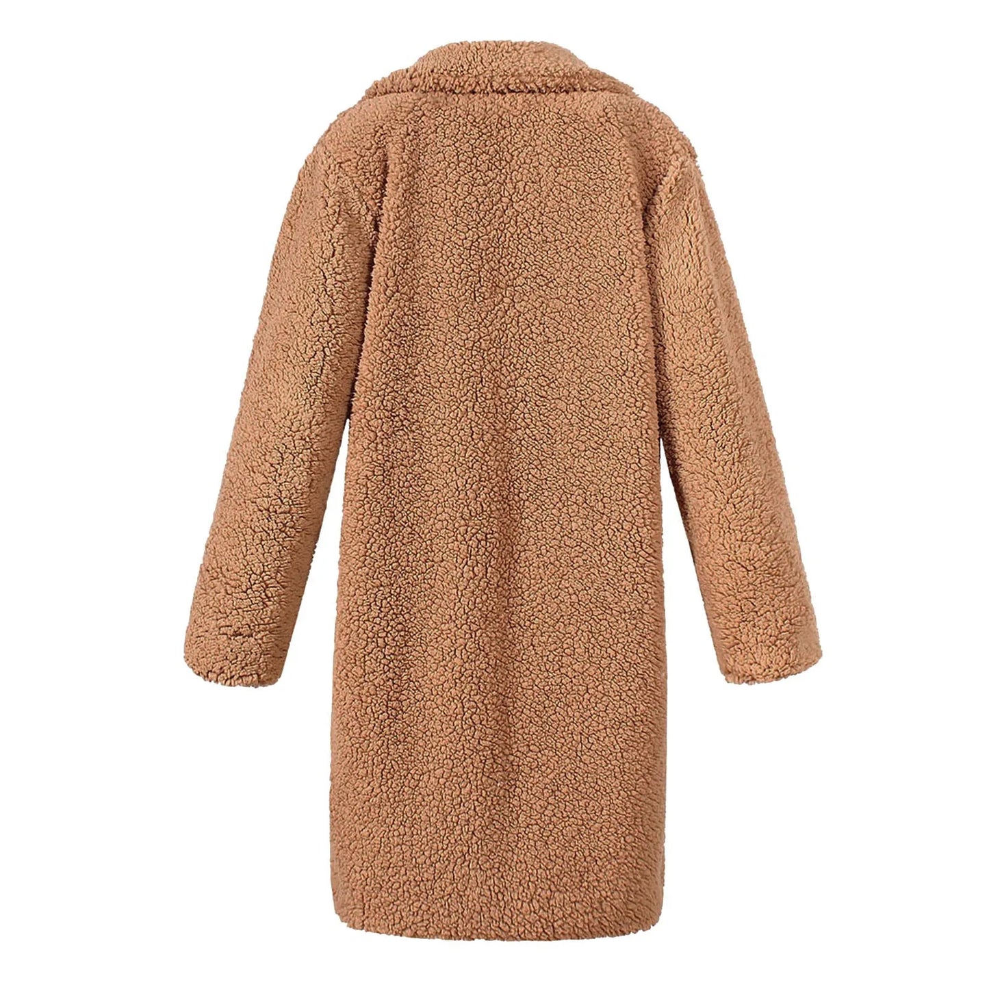 Women'S Winter Jacket Outerwears Women'S Fuzzy Fleece Winter Jacket Faux Lapel Coat Mid Length Teddy Coat Jaquetass Femininas