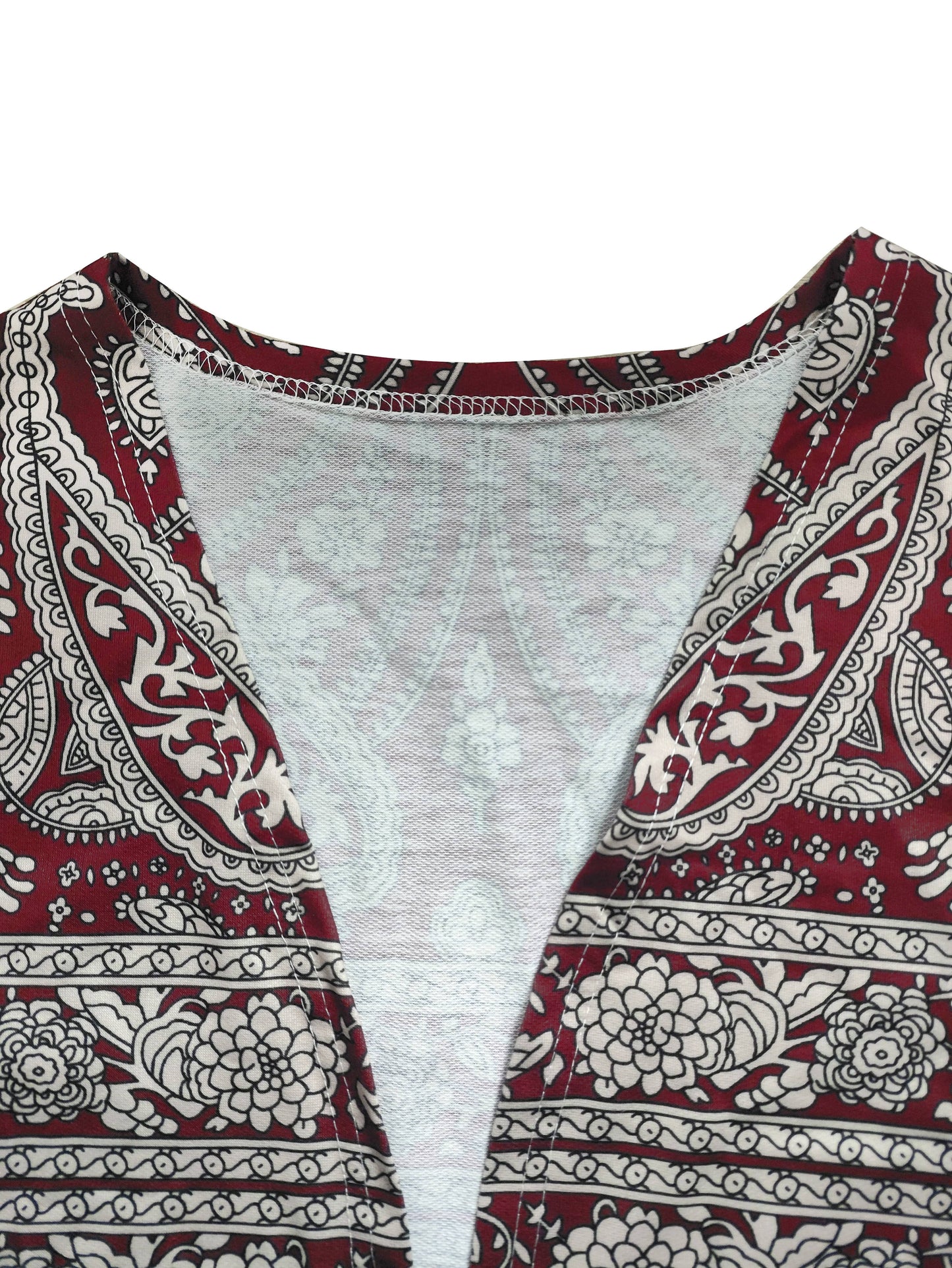 Elegant Paisley Print Womens Cardigan Open Front Knitwear
