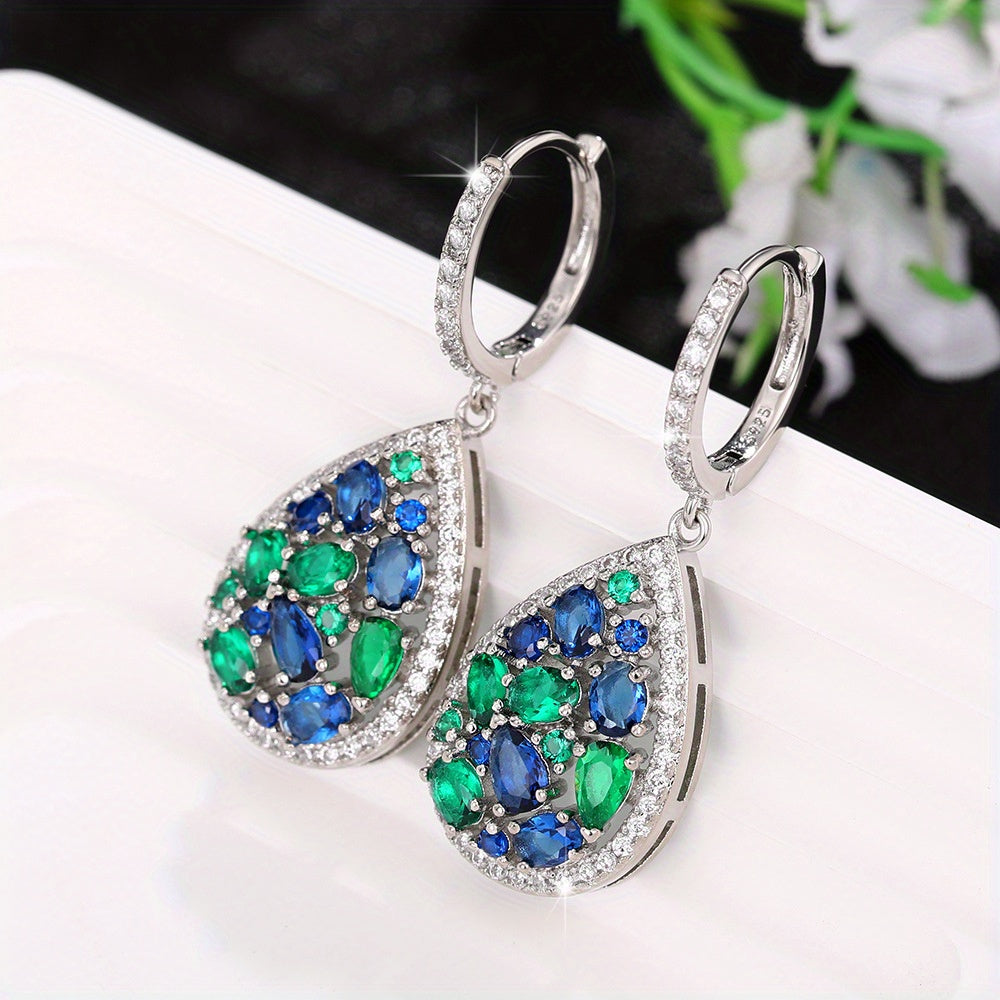 925 Sterling Silver Necklace Earrings, Droplet Shaped Necklace Earrings, Ladies' Necklace Earrings, Elegant And Exquisite. Fashionable Classic Necklace Earrings, Gift Jewelry Box, Wearing at Parties, Girlfriend'S Favorite Gif