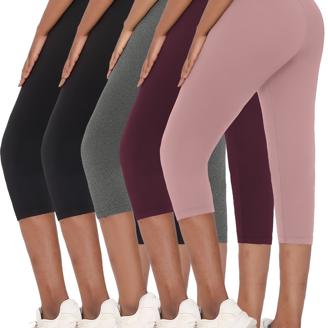 Super Soft 5pcs Capri Pants - No See Through Workout Running Yoga Athletic Leggings for Women