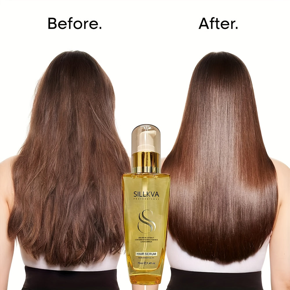 SILLKVA Argan Oil Hair Serum For Dry Damaged Hair Repair