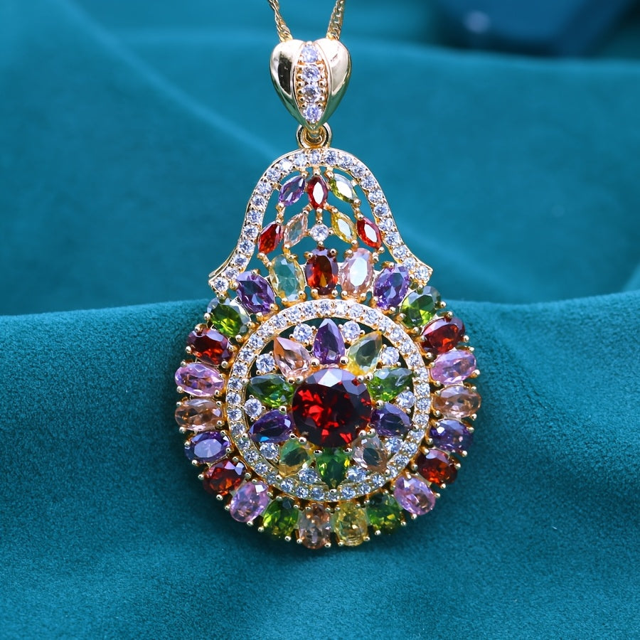 Elegant Bohemian 18K Gold Plated Zircon Pendant Necklace