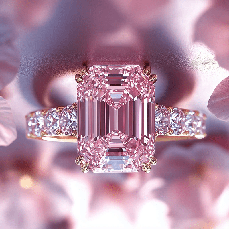 S925 Pink Cubic Moissanite Ladies Engagement Ring, Luxurious Promise and Anniversary Gifts, Sparkling Gemstones, Ideal for Proposals, Valentine's Day and Weddings