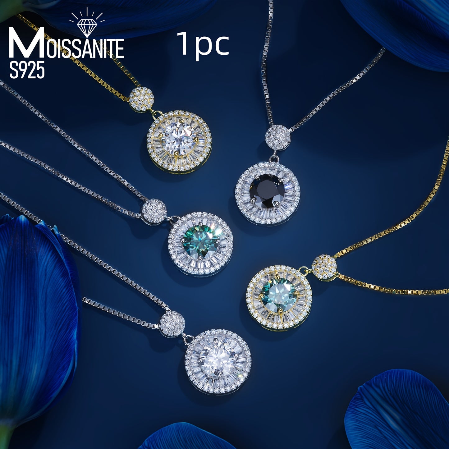 S925 Sterling Silver Moissanite Necklace 2 Carat Pendant For Men And Women Unisex Gift Idea