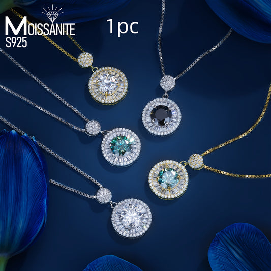 S925 Sterling Silver Moissanite Necklace 2 Carat Pendant For Men And Women Unisex Gift Idea