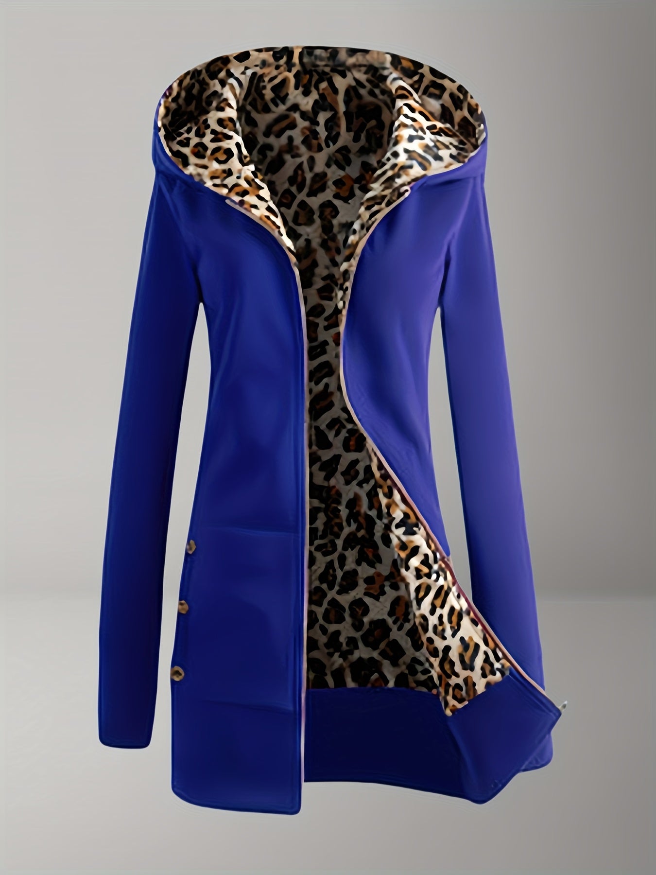 Reversible Leopard Print Hooded Jacket for Fashionable Women