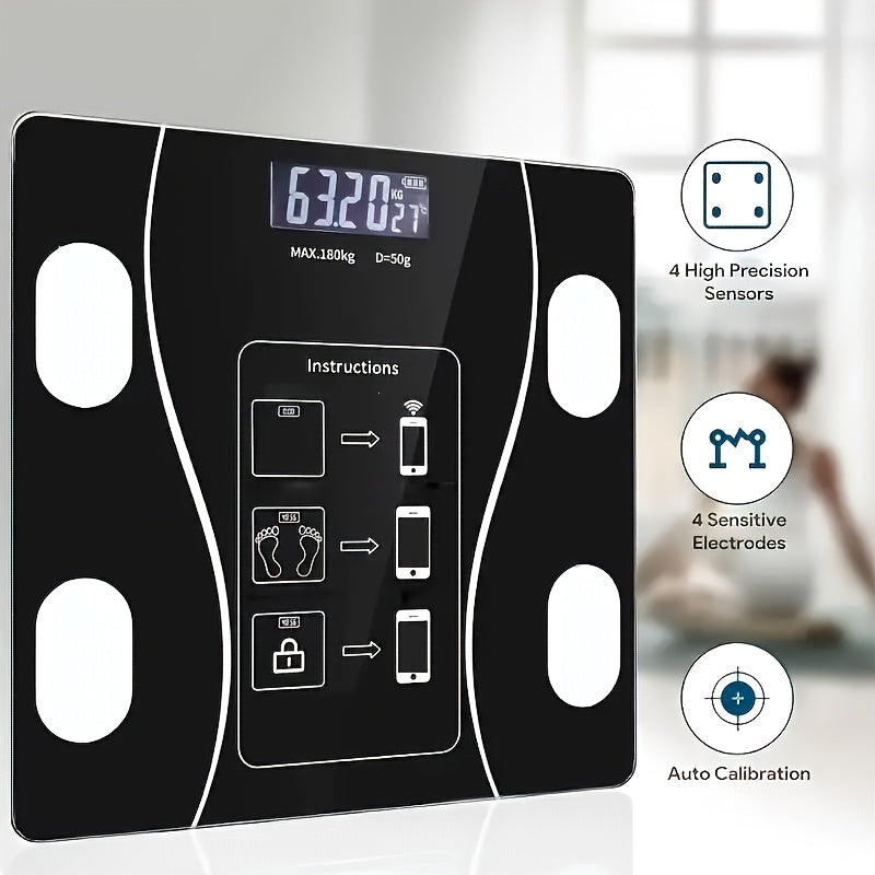 400 Pounds/180 Kilograms Digital Body Scale, Intelligent Bathroom Scale with Backlit LED Display Screen, Sturdy Tempered Glass, Compact Size