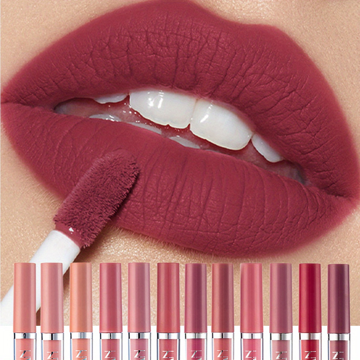 12pcs Matte Liquid Lipstick Makeup Set, Matte Liquid Long-Lasting Wear Non-Stick Cup Not Fade Waterproof Lip Gloss, Nude Matte Lip Contour for Women Makeup.