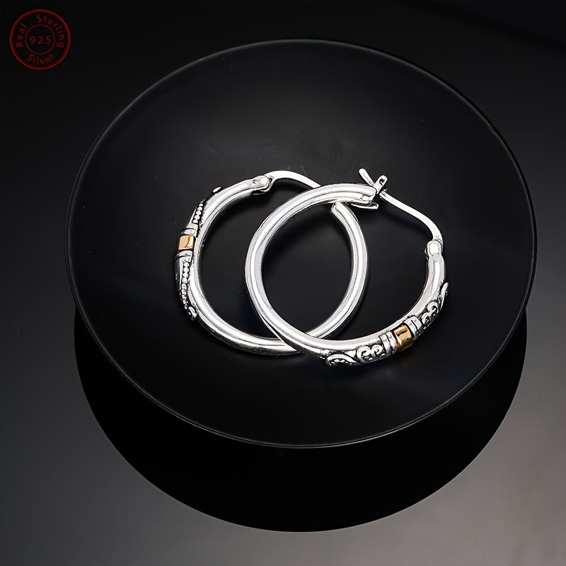 Sterling Silver Bali-Style Hoop Earrings for Elegant Women