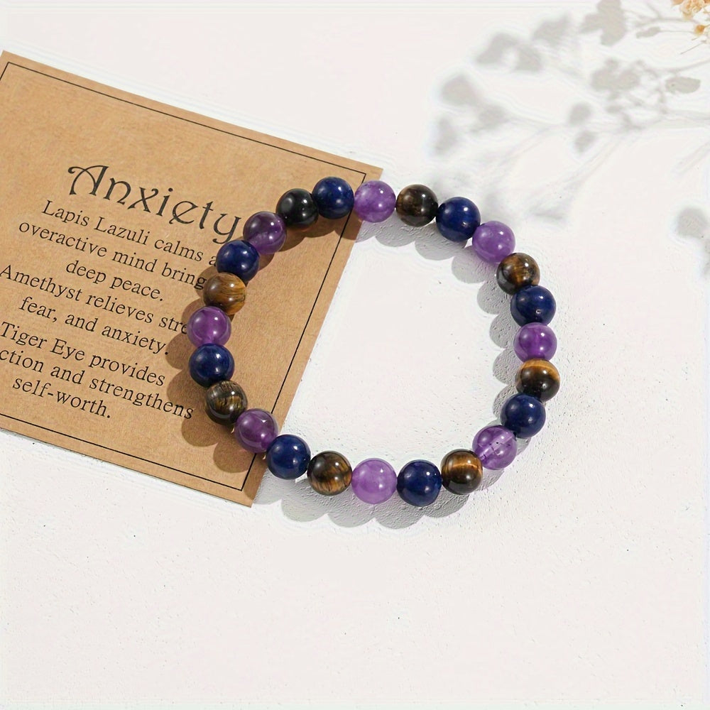 Gemstone Bracelet and Amethyst Butterfly Pendant Necklace Jewelry Set