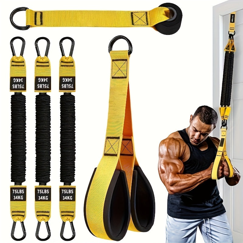 Heavy-Duty Latex Resistance Bands Set 75-225 Lbs Adjustable