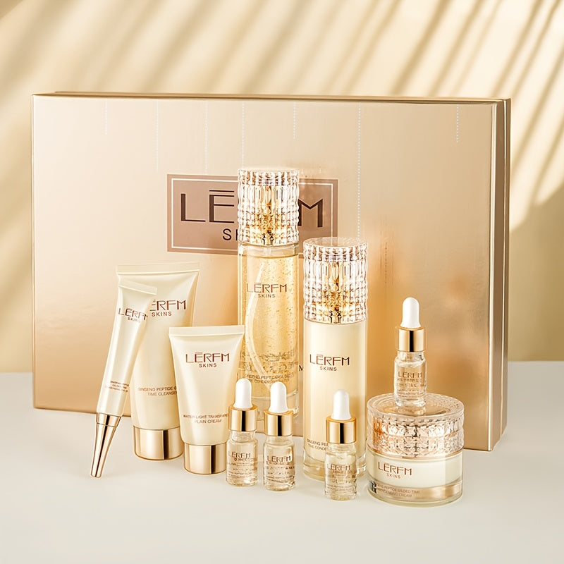 Ginseng Peptide Gilded Time Skincare Set Moisturizing & Balancing Light Beige Low Allergy Suitable for All Light Beige Types Birthday Present Holiday Gift,Gift Set for Women