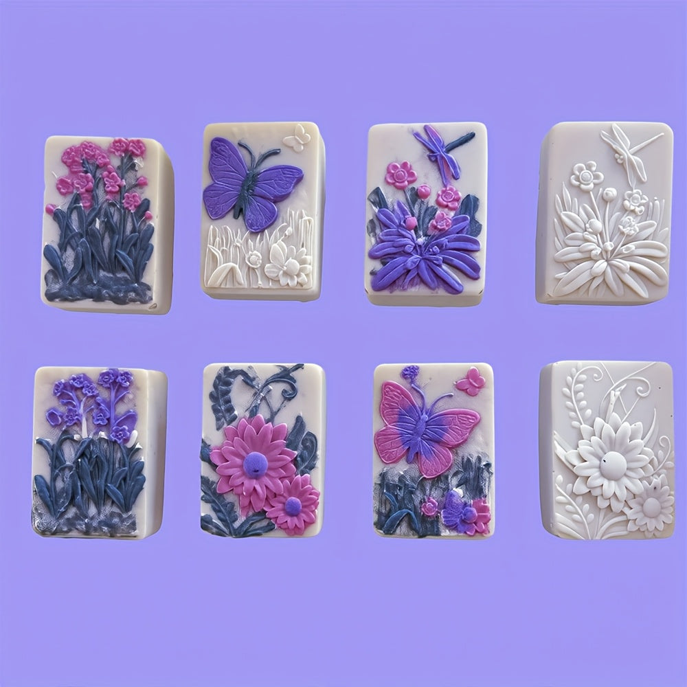 2 Pack Nature Pattern Soap Molds Butterfly Flower Silicone