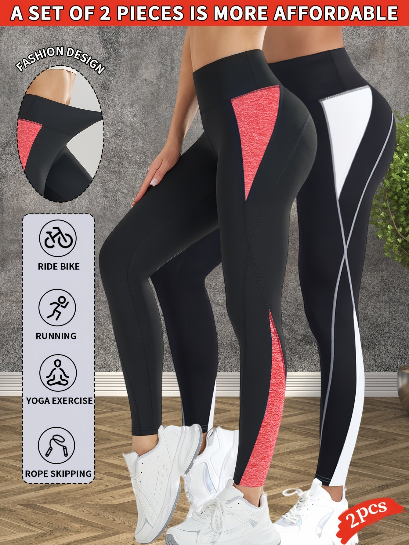 2-Pack Women's Non-See-Through Yoga Pants - High-Waisted Tummy Control Leggings, Quick-Dry Stretchy Workout Pants for Gym, Running, Pilates - Non-Slip Grip & All-Season Fitness Apparel (Machine Washable) - Ideal Gift for Wome