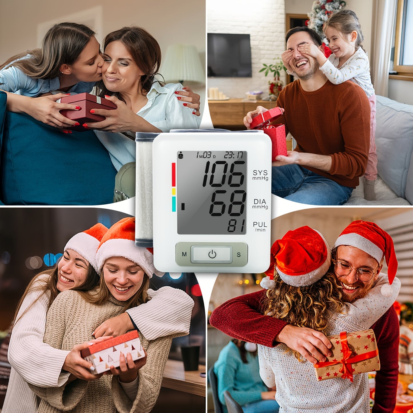 URION Wrist Blood Pressure Monitor with Large LCD Display