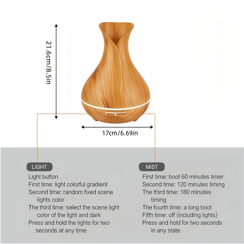 Aromatherapy Humidifier With Essential Oils And Colorful Lights