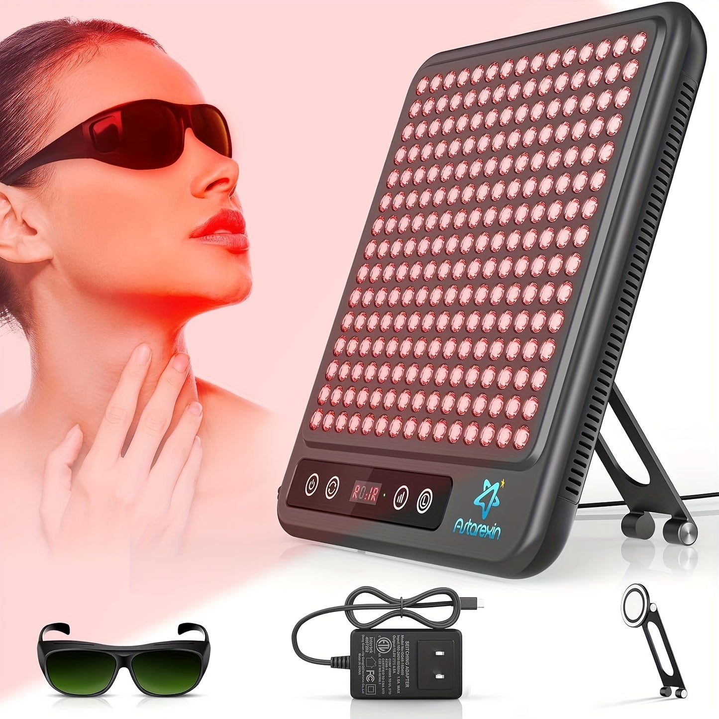 225 LEDs Dual-Chip Red Light Therapy Panel, Portable 660nm Red Light & 850nm Near-Infrared LED Device With Stand Timer, For Face Body Skin Care Home Spa Use