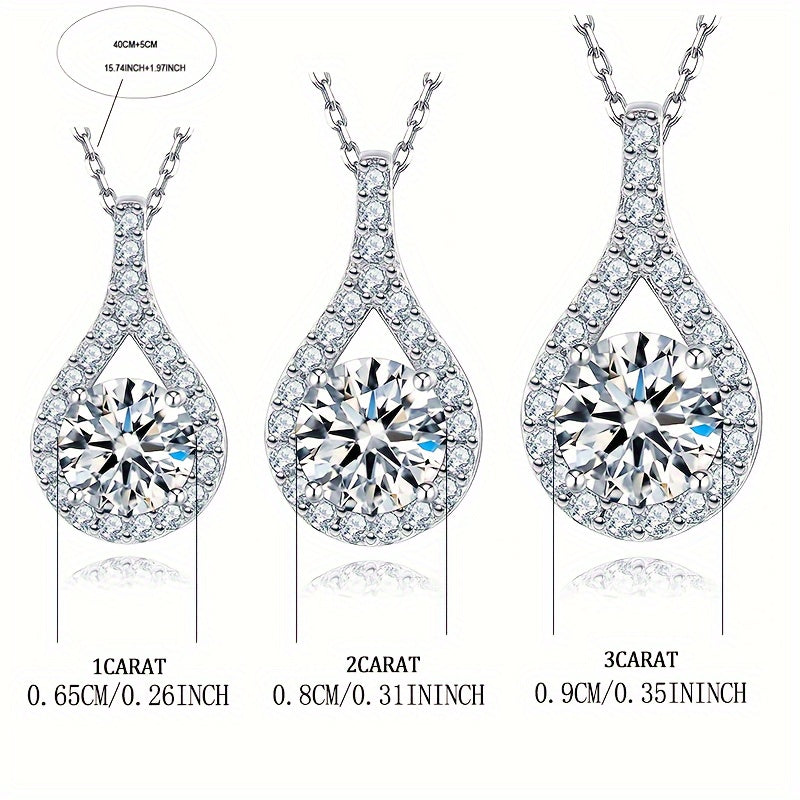 CONIIW Sterling Silver 925 Moissanite Teardrop Pendant Necklace Glamorous Occasions