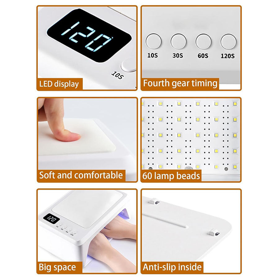 LED UV Nail Lamp with Digital Display and Handrest