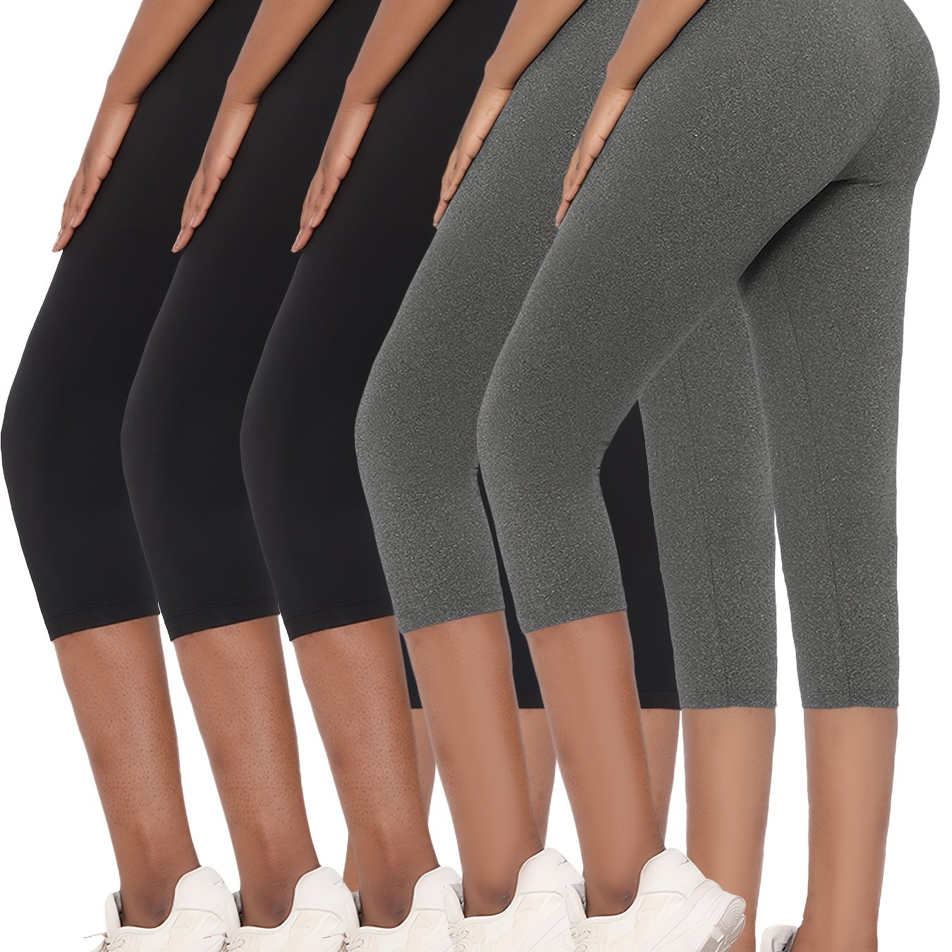 Super Soft 5pcs Capri Pants - No See Through Workout Running Yoga Athletic Leggings for Women