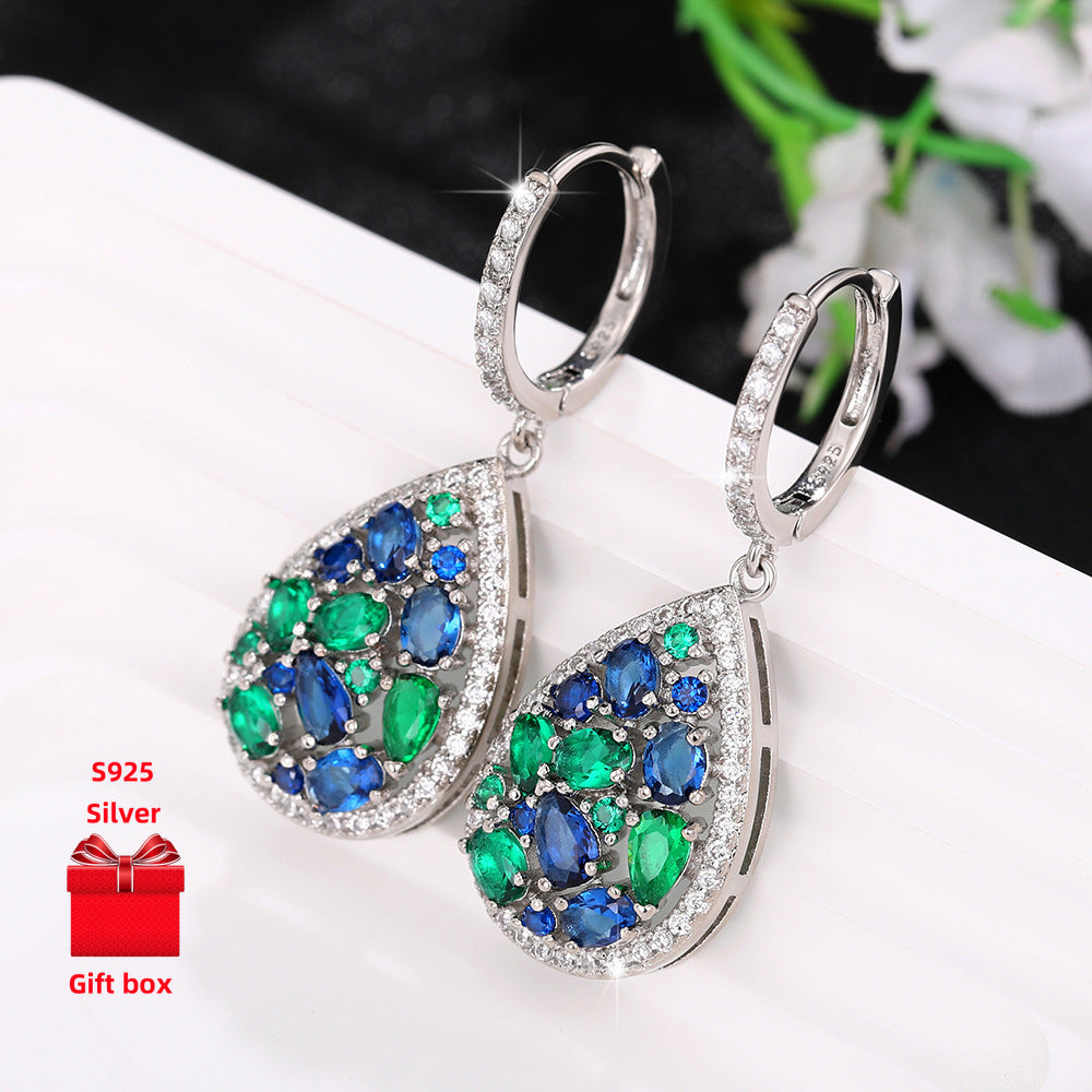 925 Sterling Silver Necklace Earrings, Droplet Shaped Necklace Earrings, Ladies' Necklace Earrings, Elegant And Exquisite. Fashionable Classic Necklace Earrings, Gift Jewelry Box, Wearing at Parties, Girlfriend'S Favorite Gif