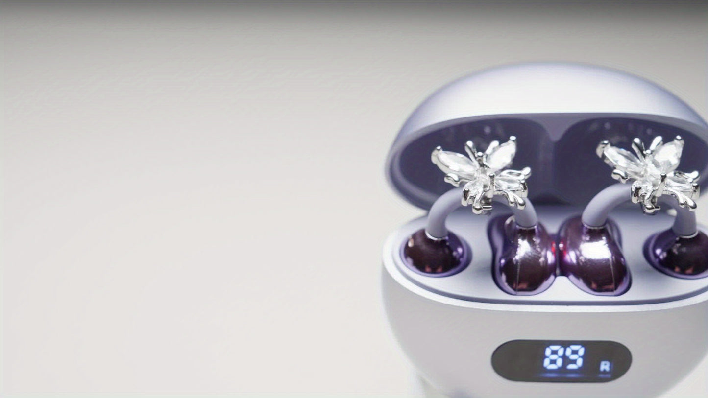 LIFEBEE Wireless Open Earbuds Clip On Earphones Butterfly