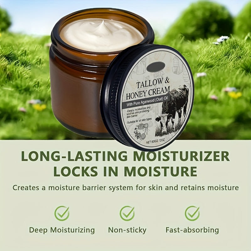 3pcs Beef Tallow Honey Facial Moisturizer, Facial Care Skin Care Products. Deeply Moisturizing, Can Help The Skin Retain Moisture, Moisturizer, Suitable For Dry, Dehydrated Skin, Makes The Skin Look Brighter Aan Radiance