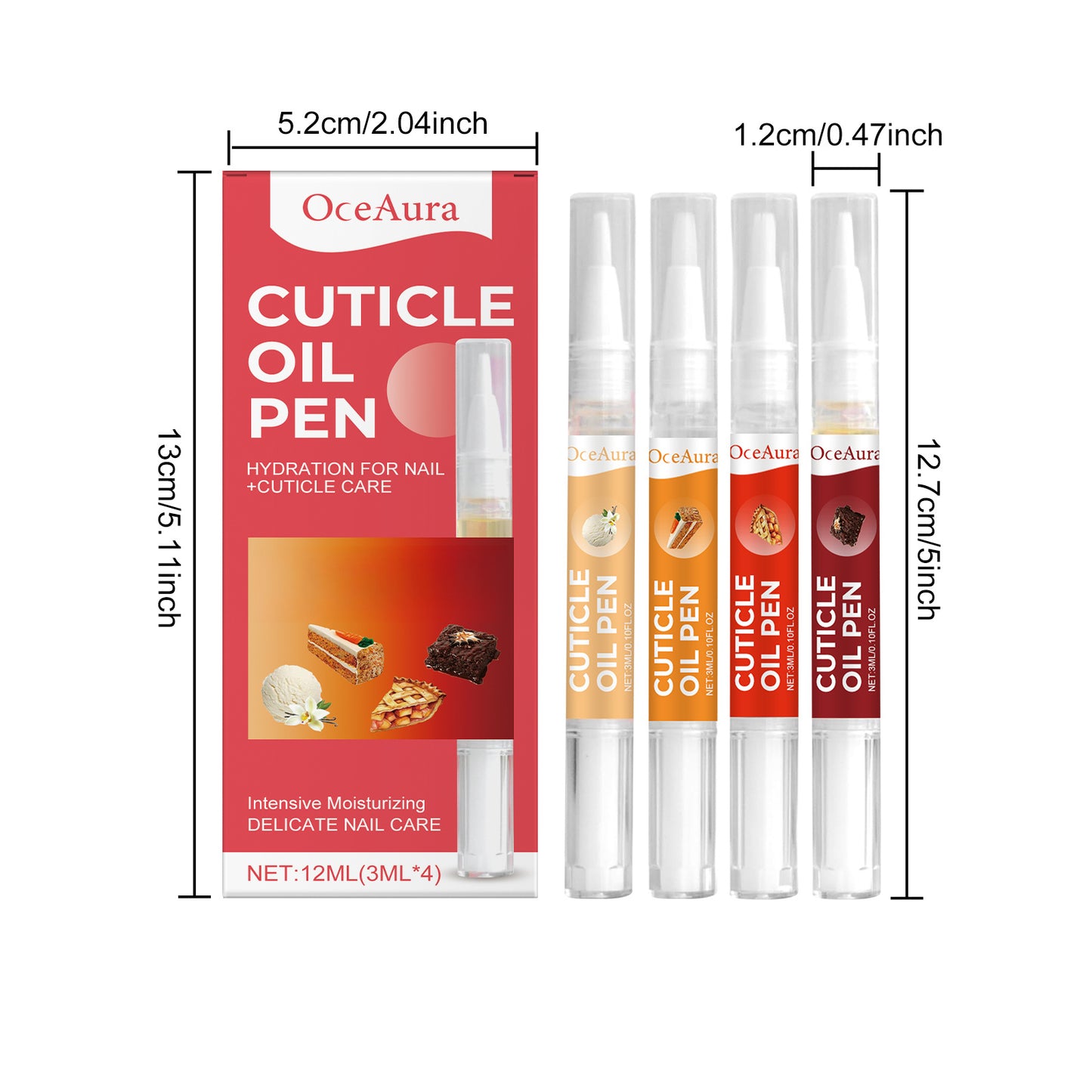 4pcs Nail Top Cuticle Conditioner Gentle Care Clean Nails Contains Jojoba Seed Oil, Avocado Oil Change appearance Protect the nails Gift Set Christmas/ Valentine's Day Gifts