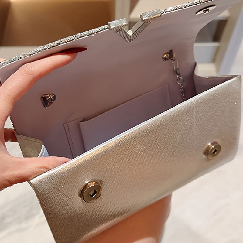 Women's Luxury Rhinestone Clutch Evening Bag with Jewelry Set