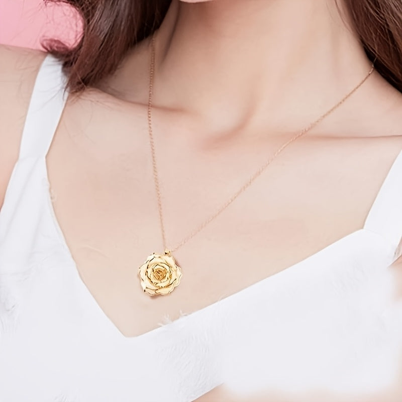 A 925 Silver Women'S Rose Pendant Necklace, High-quality Women'S Jewelry With Unique Design, A Gift For Wedding, Engagement, Valentine'S Day, Birthday And Graduation, A 'S Necklace, A Necklace For Women, A Gift Box