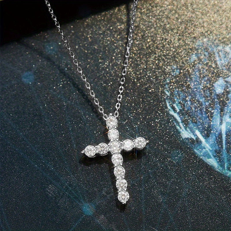 S925 Moissanite Cross Pendant Necklace Classic Design