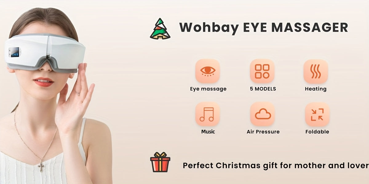 4D Intelligent Eye Massager with Pneumatic And Vibration Massage, Hot Compress, Music, And Various Massage Modes, Portable