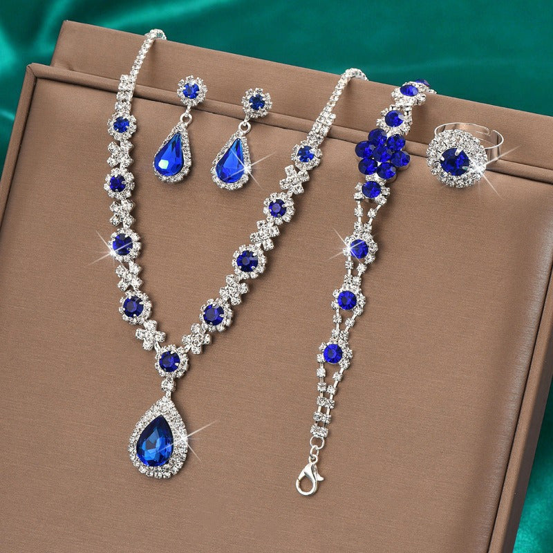 Elegant Flower Water Drop Jewelry Set for Bridal Parties