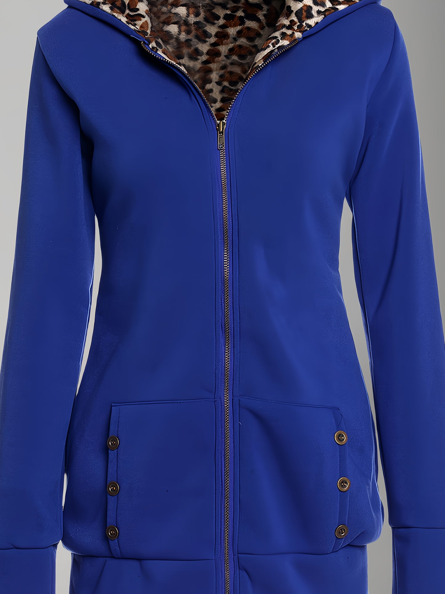 Reversible Leopard Print Hooded Jacket for Fashionable Women