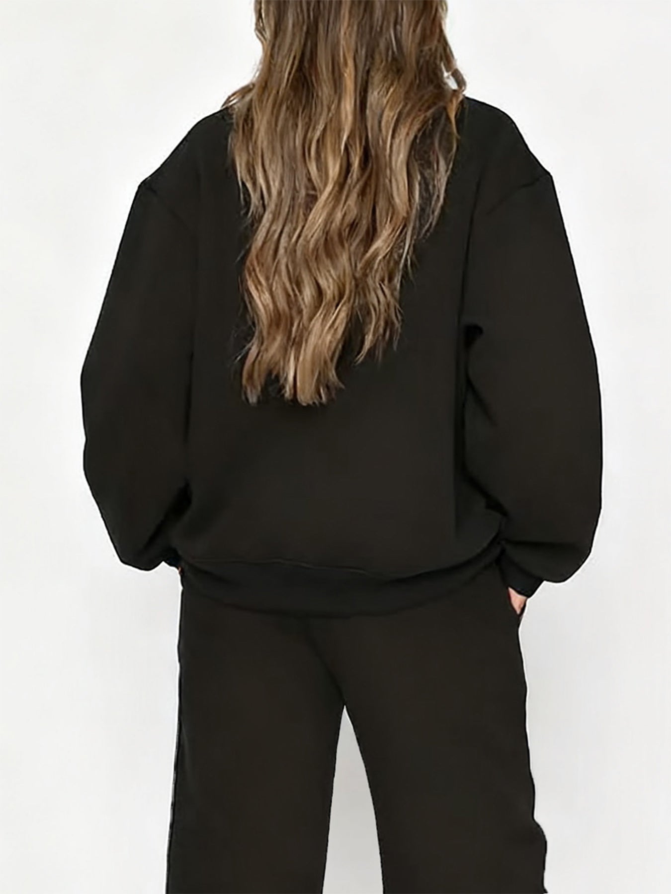 Women'S Cozy Fleece-Lined Sweatshirt and Pants Set - Casual Crew Neck, Long Sleeve, Drawstring Waist, with Red & Santa Hat Print, Perfect for Fall/Winter, Winter Clothing | Casual Style | Fleece Lined Sweatshirt