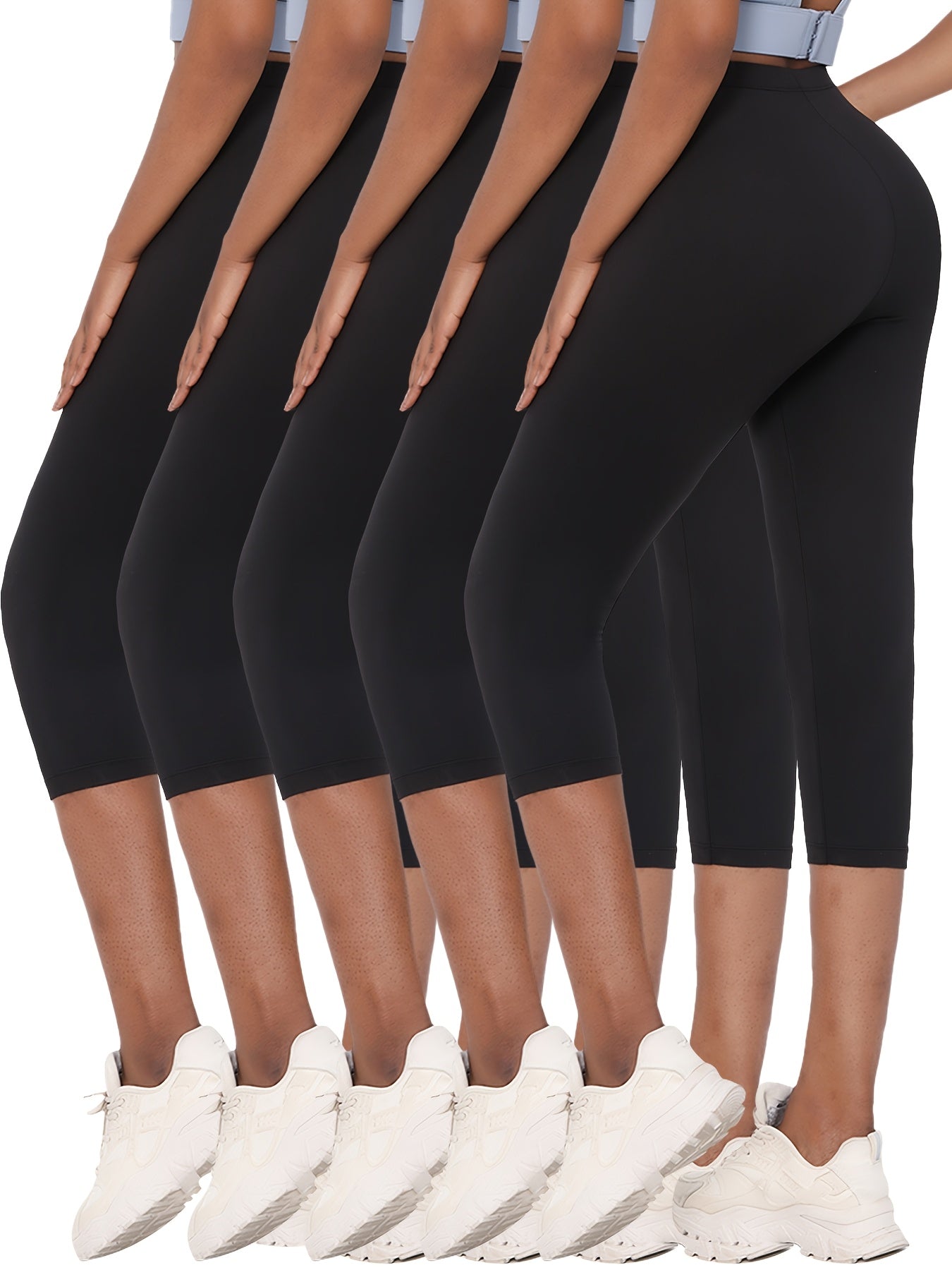 Super Soft 5pcs Capri Pants - No See Through Workout Running Yoga Athletic Leggings for Women