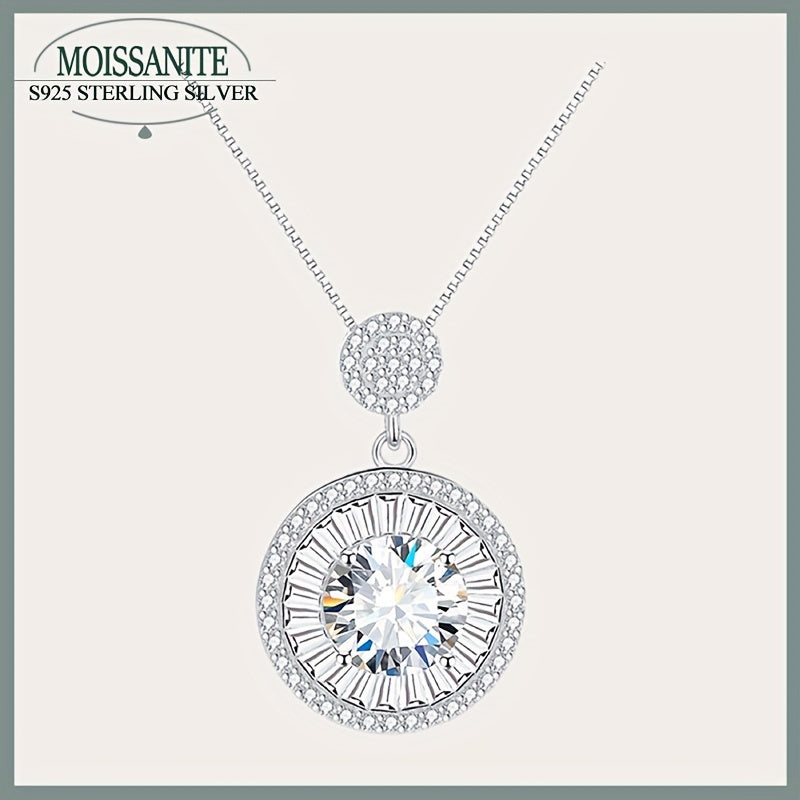 925 Sterling Silver Moissanite Necklace 2 Carat 18K Gold Plated