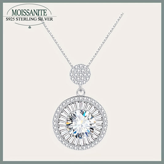 925 Sterling Silver Moissanite Necklace 2 Carat 18K Gold Plated